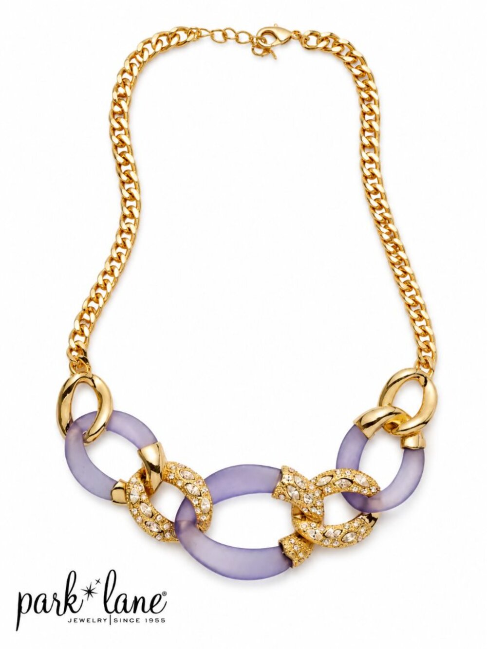 Park Lane Oval Link Lavender Luster Crystal Necklace